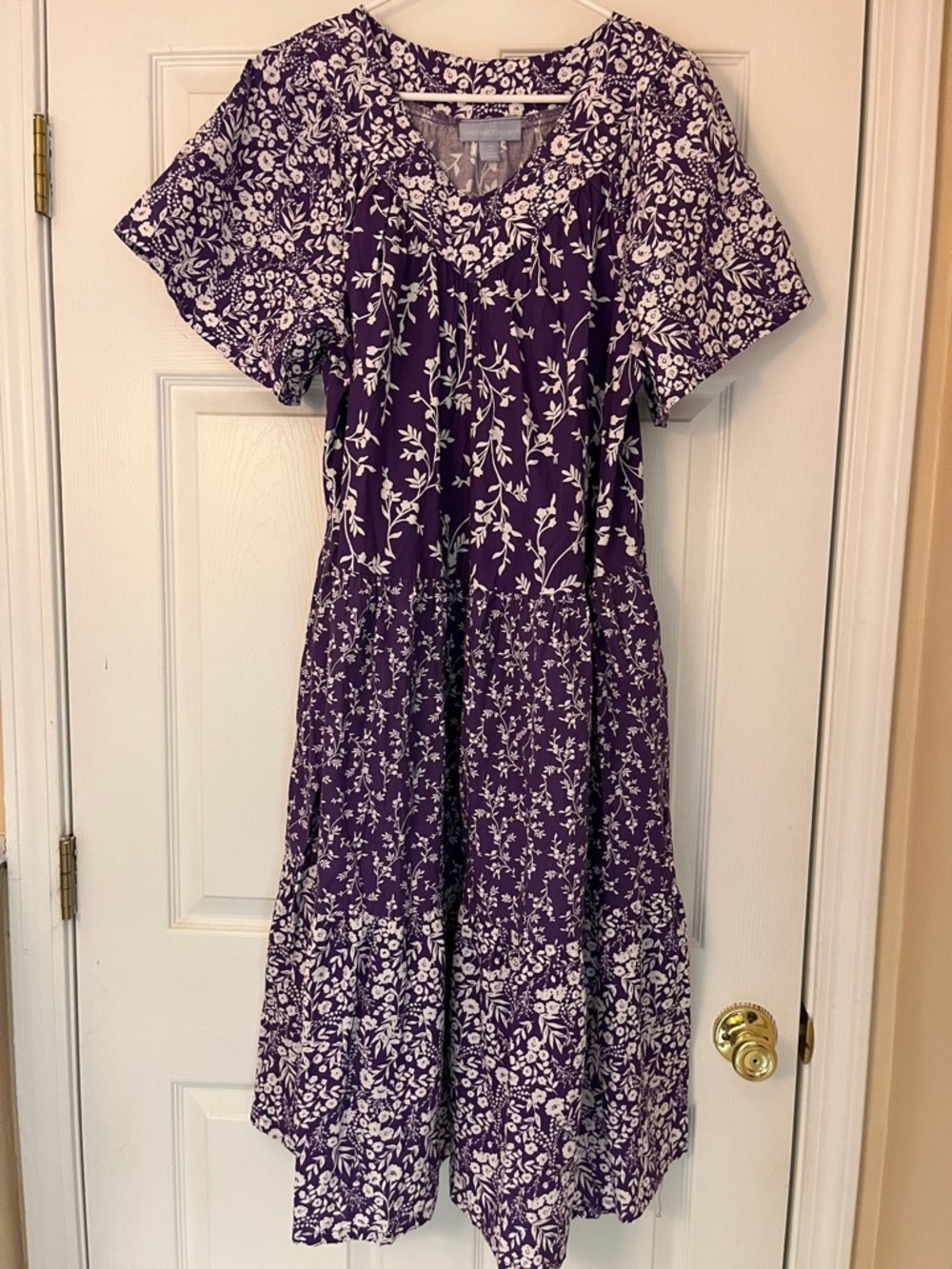 Only Necessities Purple and White Floral Midi Dress